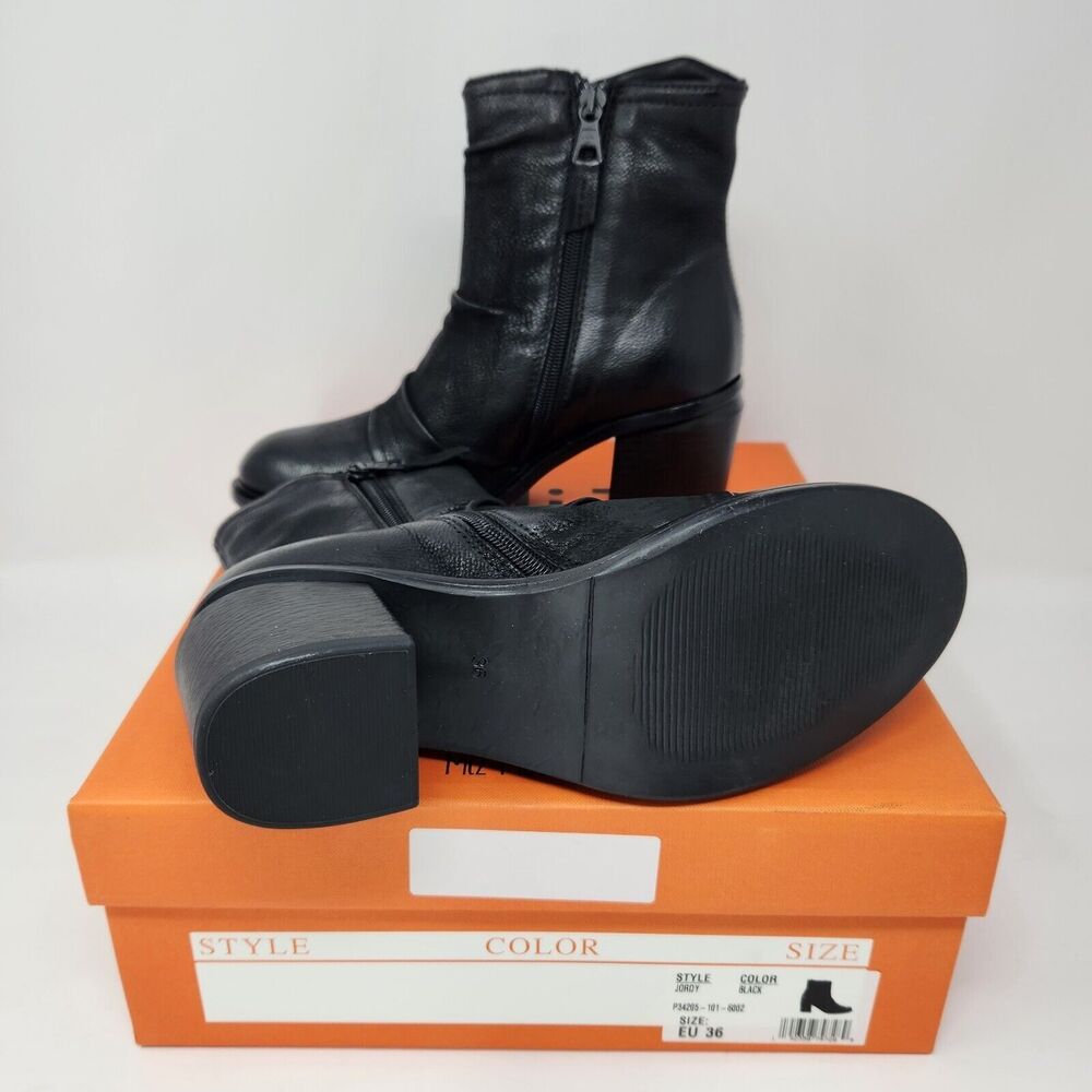New Miz Mooz Womens Jordy Leather Heeled Boots Black Size EU 36 US 5.5-6 - Picture 4 of 4